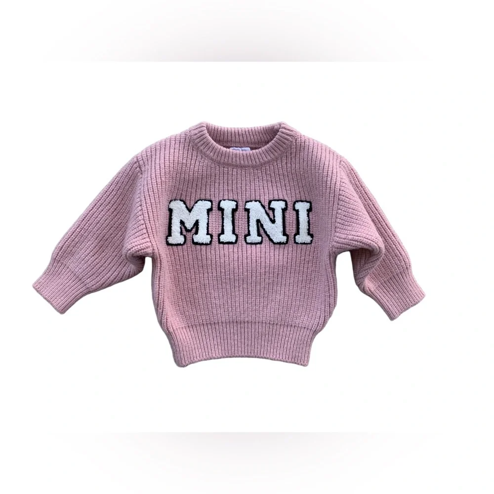 Spearmint Love Size 0-6 Months Pink Mini Chunky Oversized Knit Wool Sweater